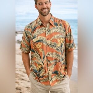 Reyn Spooner Banana Leaf Hawaiian Aloha Shirt Resort Tropical Button‎ Up